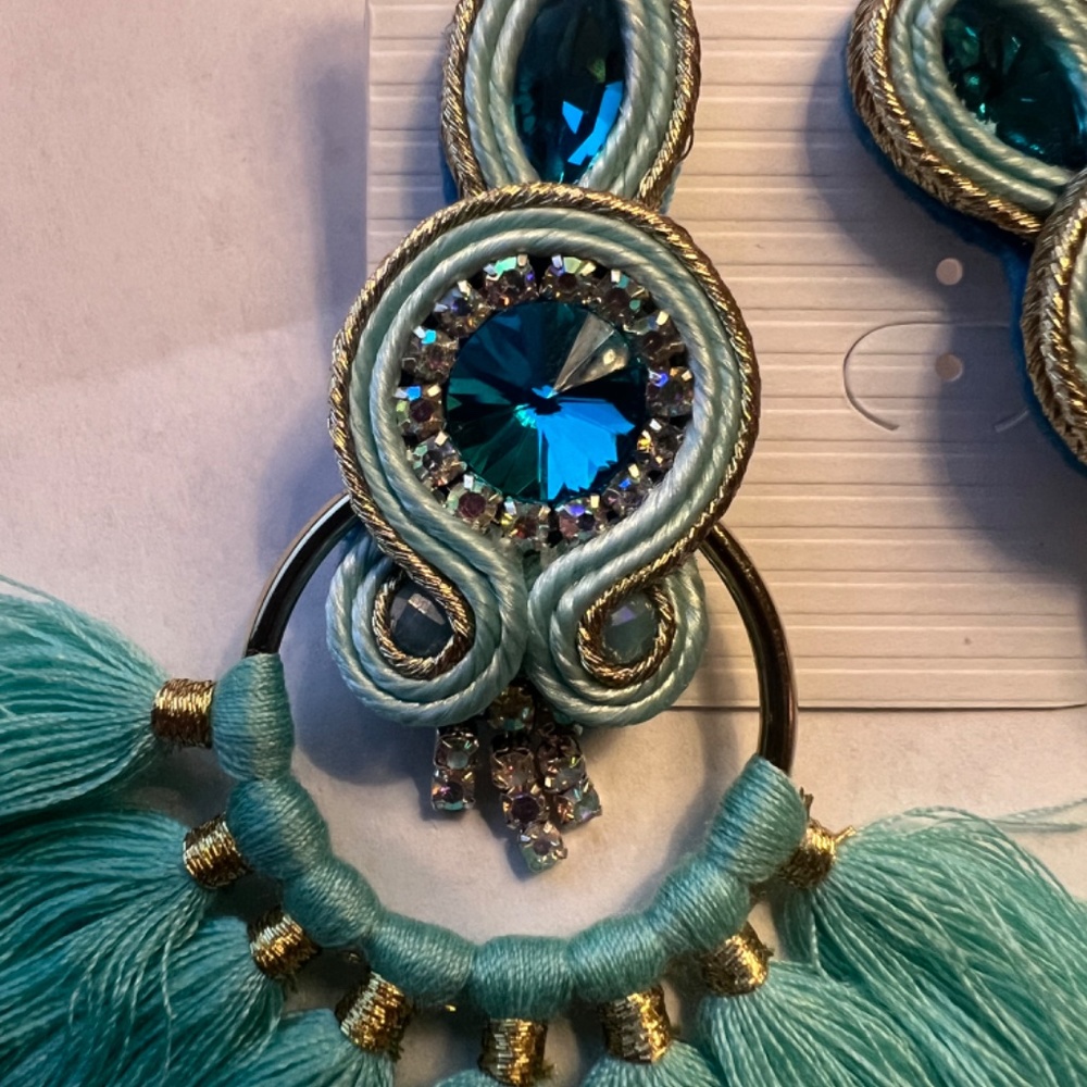 Teal Statement Earrings - image 3